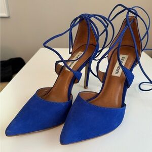 Steve Madden laceup cobault blue suede heels Wore once sz 6 1/2 Great condition.